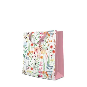 Geschenktasche mittel - Watercolor Flowers 20x10x25 cm